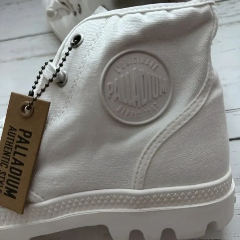 Palladium White Chunky Lug Sole Y2K High Top Vegan Combat Boots Sneakers Shoes - Picture 14 of 16